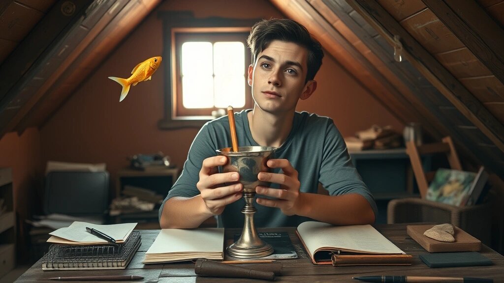 Юноша с кубком, из которого вылезает рыба. Мечтатель. Эмоциональный. Творческий
